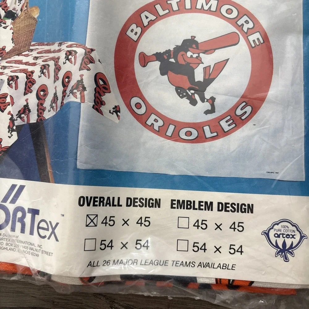 Sportex Tablecloth Or Wall-hanging Baltimore Orioles 45 x 45 100% Cotton NOS